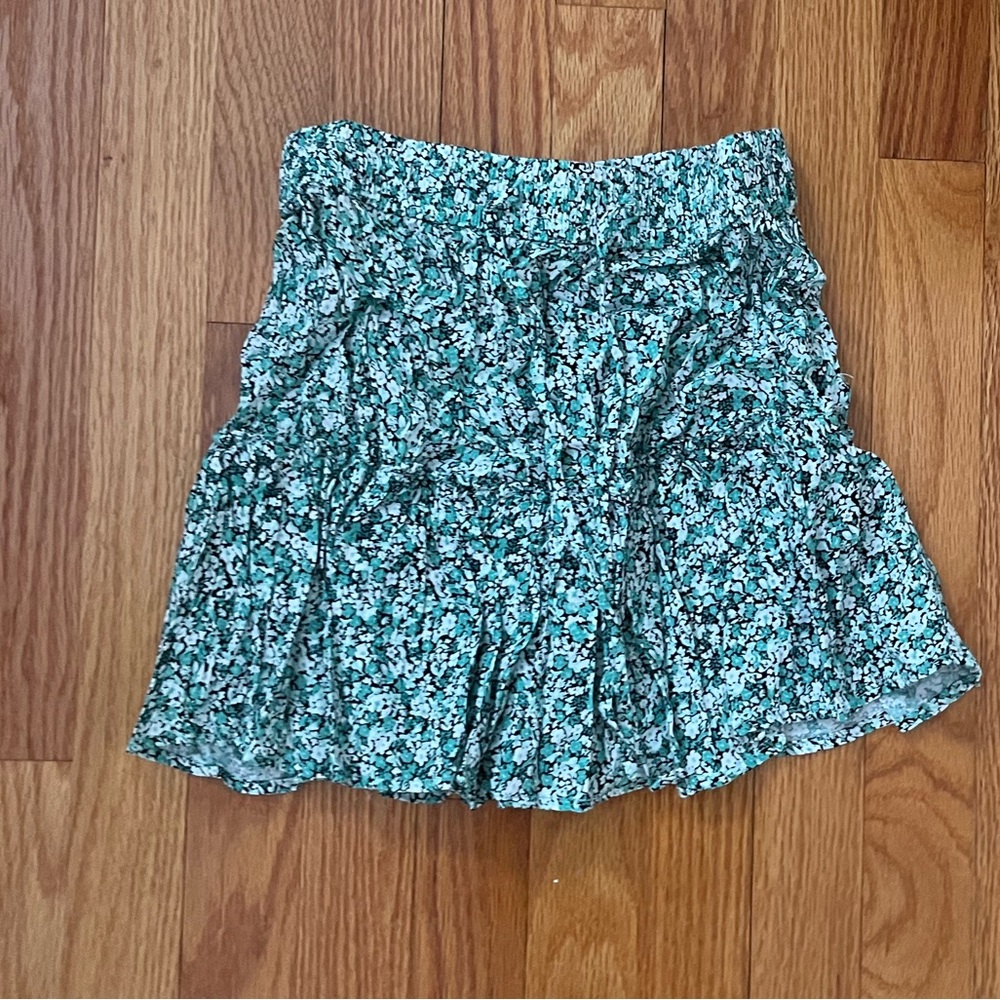 Zara Teal Floral Mini Skirt